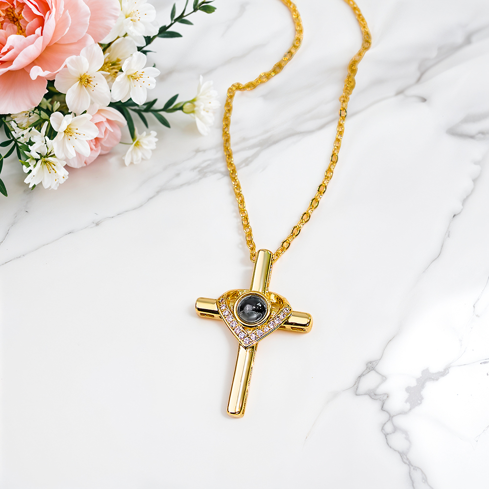 Custom Bible Verse Cross Projection Necklace - soufeeluk