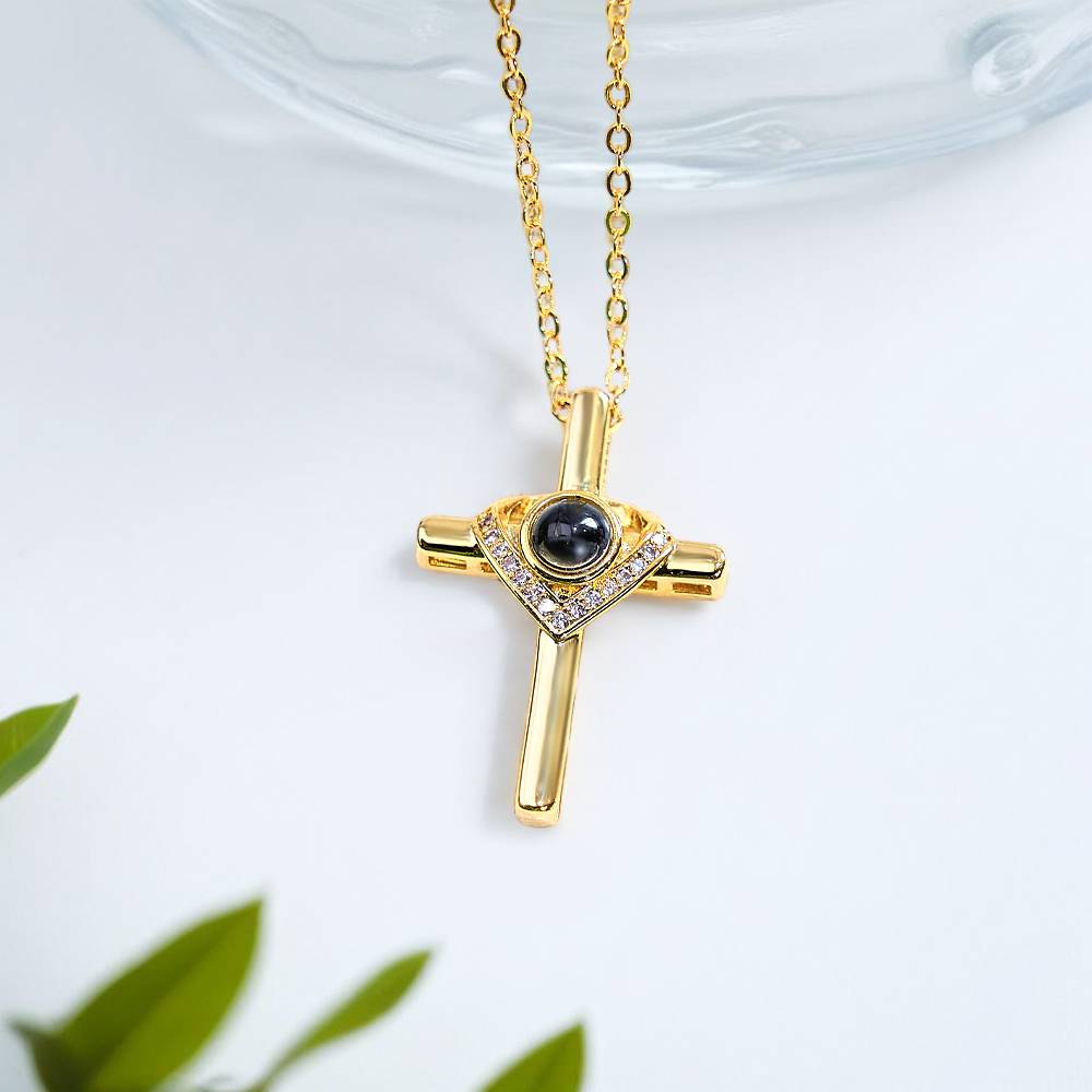 Custom Bible Verse Cross Projection Necklace - soufeeluk