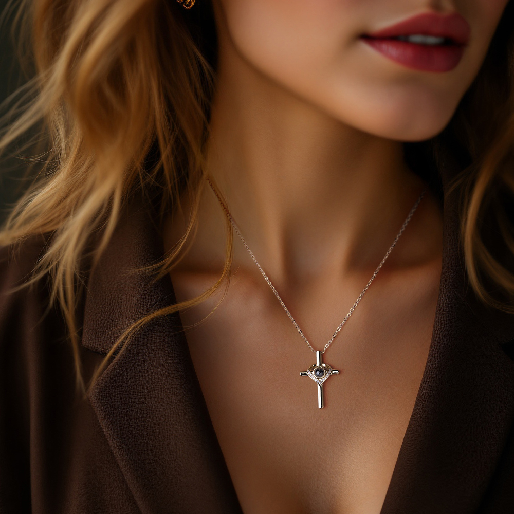 Custom Bible Verse Cross Projection Necklace - soufeeluk