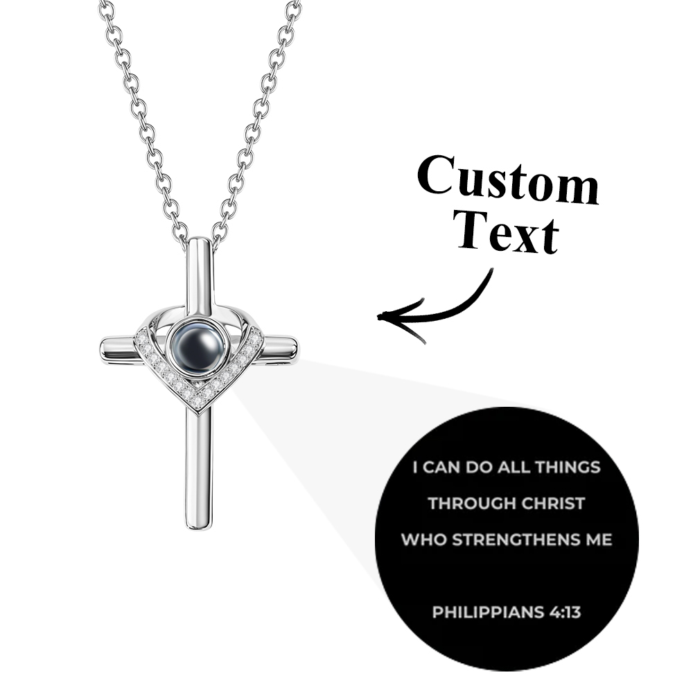 Custom Bible Verse Cross Projection Necklace - soufeeluk