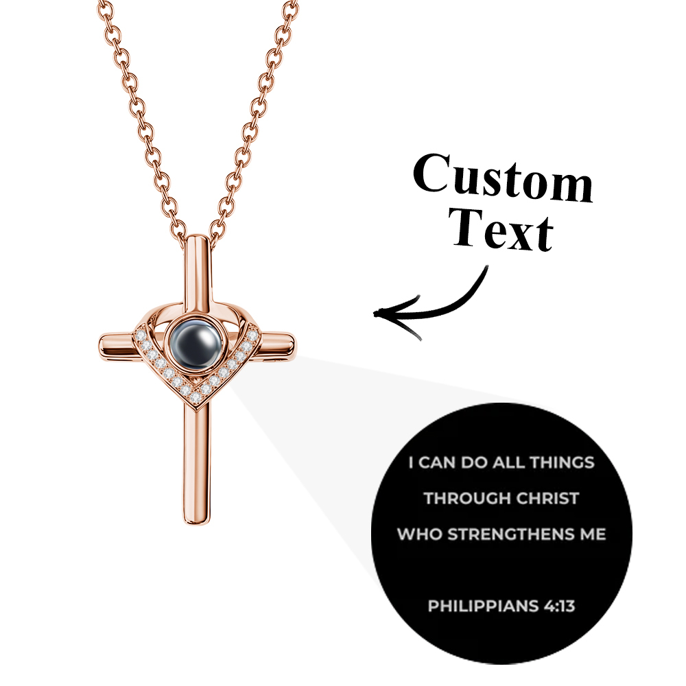 Custom Bible Verse Cross Projection Necklace - soufeeluk