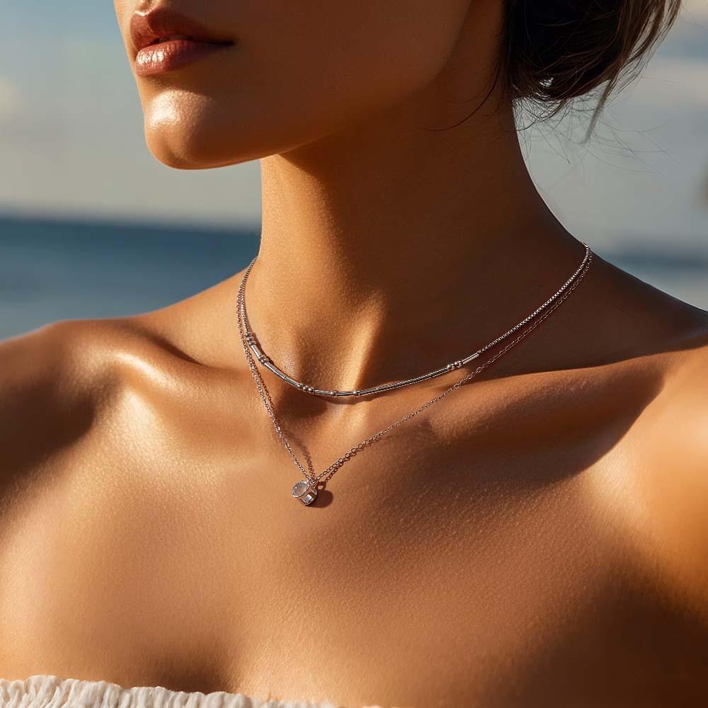 Morse Code Projection Layered Necklace Personalized Necklace Custom Secret Message Gift - soufeeluk