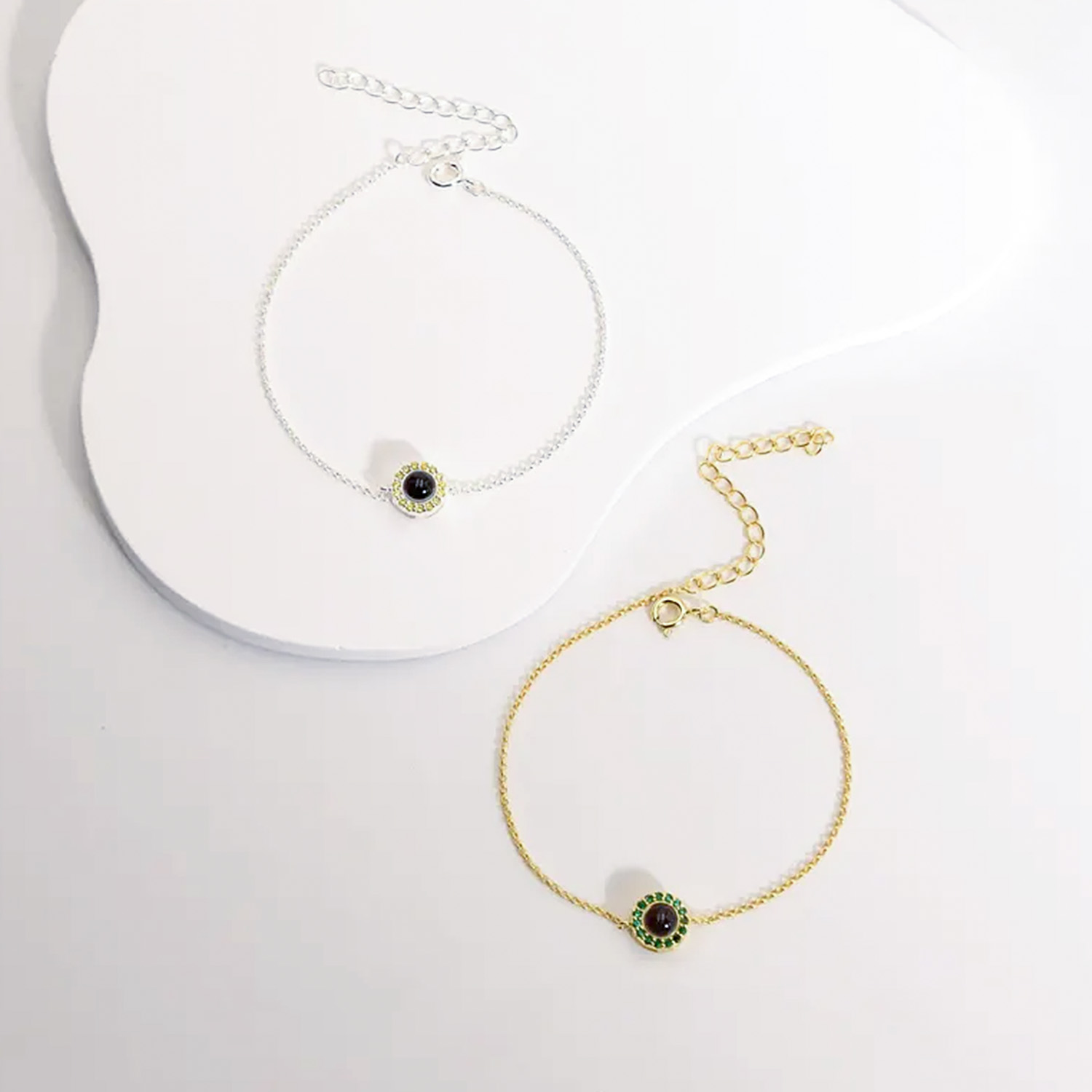 Personalized Photo Projection Bracelet with Birthstone Photo Memorial Bracelet Bubble Bracelet Picture Inside Bracelet Best Friend Gift - soufeeluk