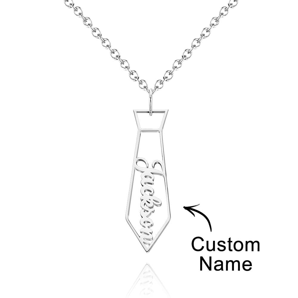 Custom Name Necklace Tie Creative Metal Gifts for Dad - soufeeluk