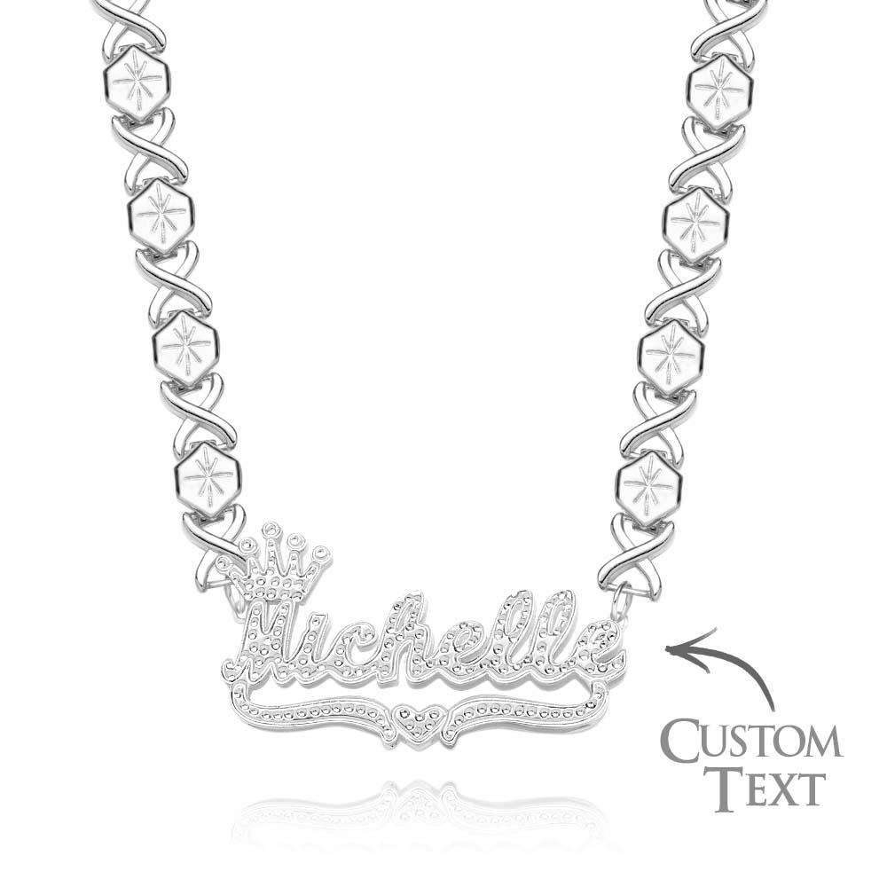 Personalised Hip Hop Name Necklace With Crown Bling Metal Necklace Gifts for Men - soufeeluk