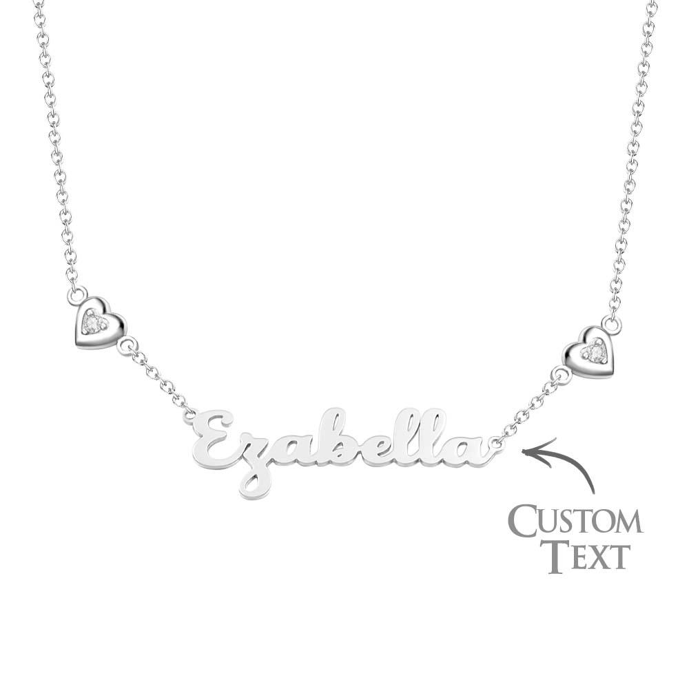 Personalised Name Necklace Elegant Double Hearts Pendant Gifts For Women - soufeeluk