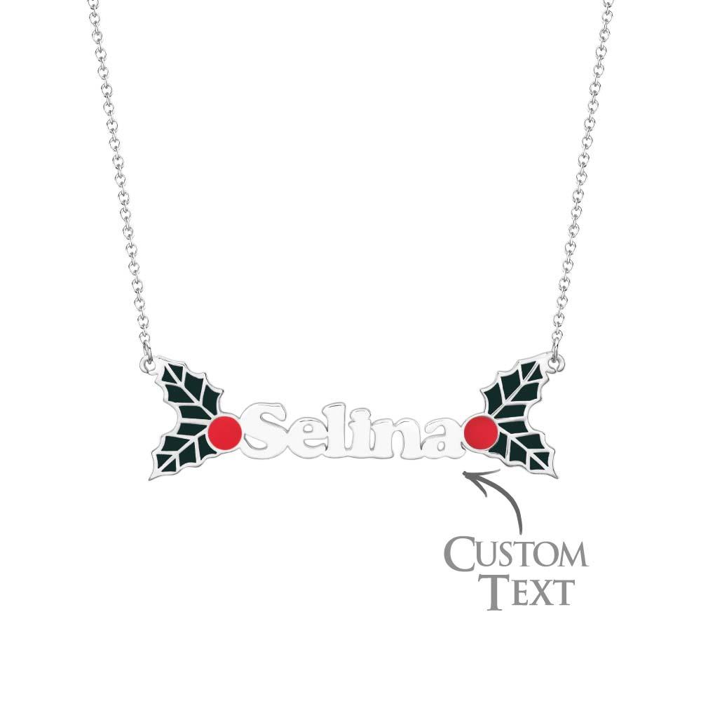 Custom Name Necklace Christmas Berries Unique Gift - soufeeluk