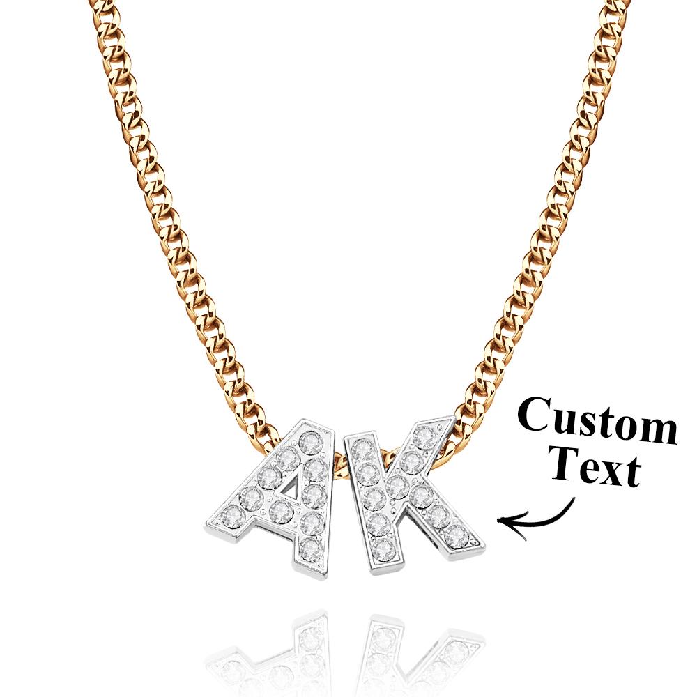 Custom Name Iced Cuban Necklace Trendy Initial Letter Necklace Jewellery Gifts For Her - soufeeluk