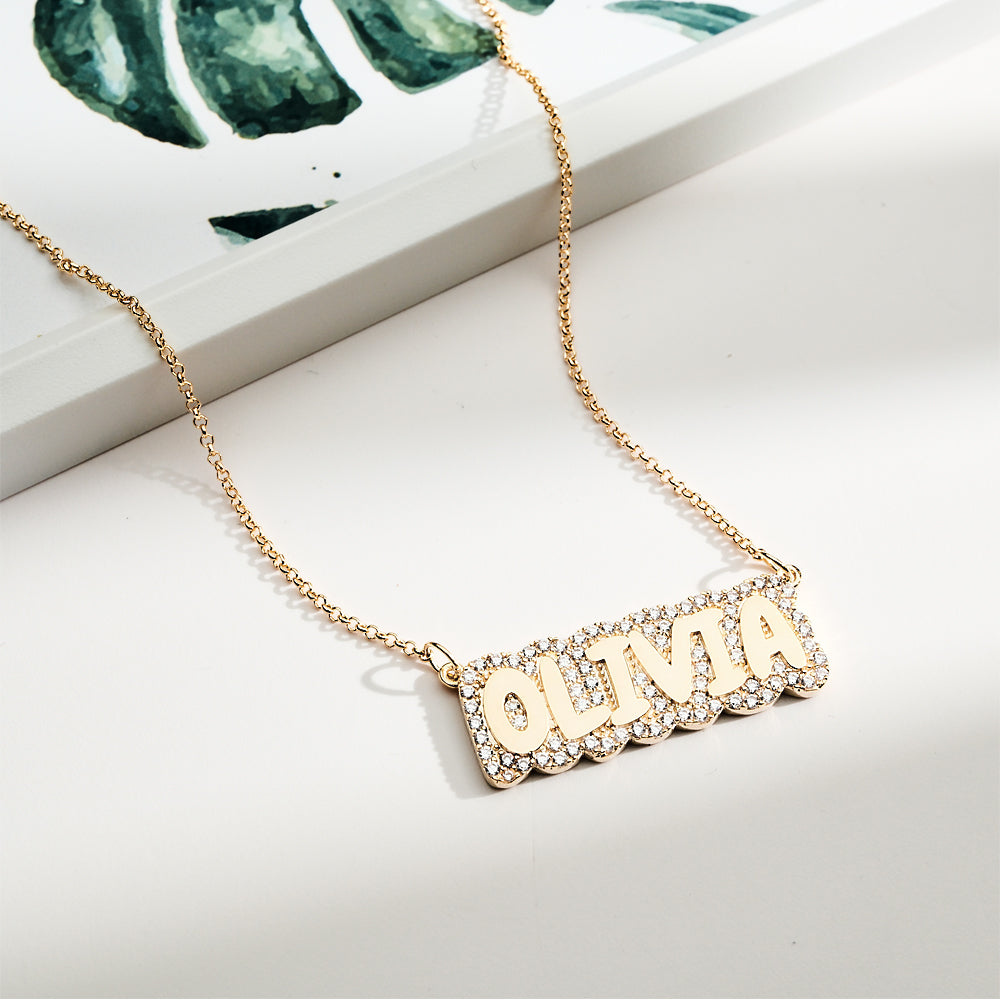 Custom Diamond Name Necklace Bubble Creative Gift - soufeeluk
