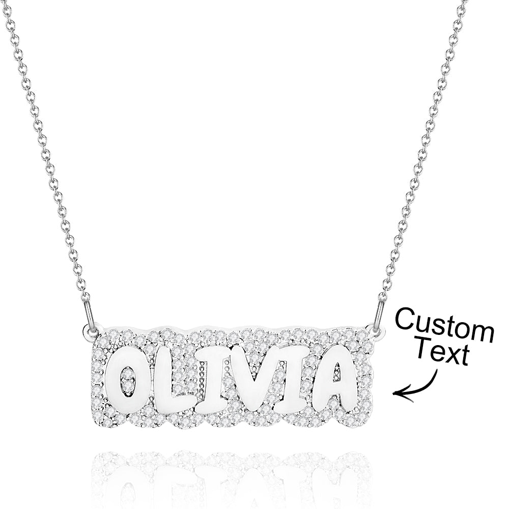 Custom Diamond Name Necklace Bubble Creative Gift - soufeeluk