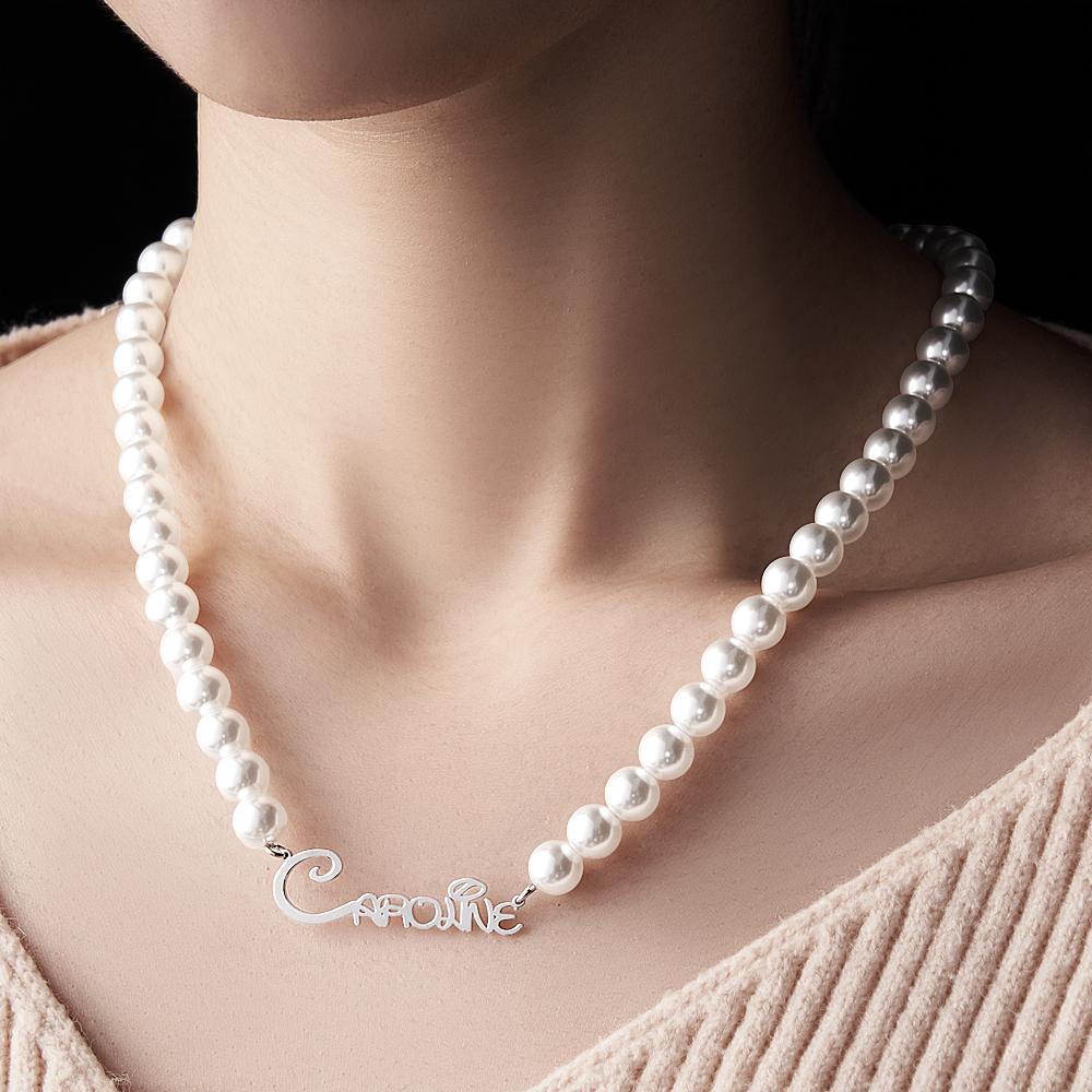Custom Name Pearl Necklace Classic Girl Gift - soufeeluk