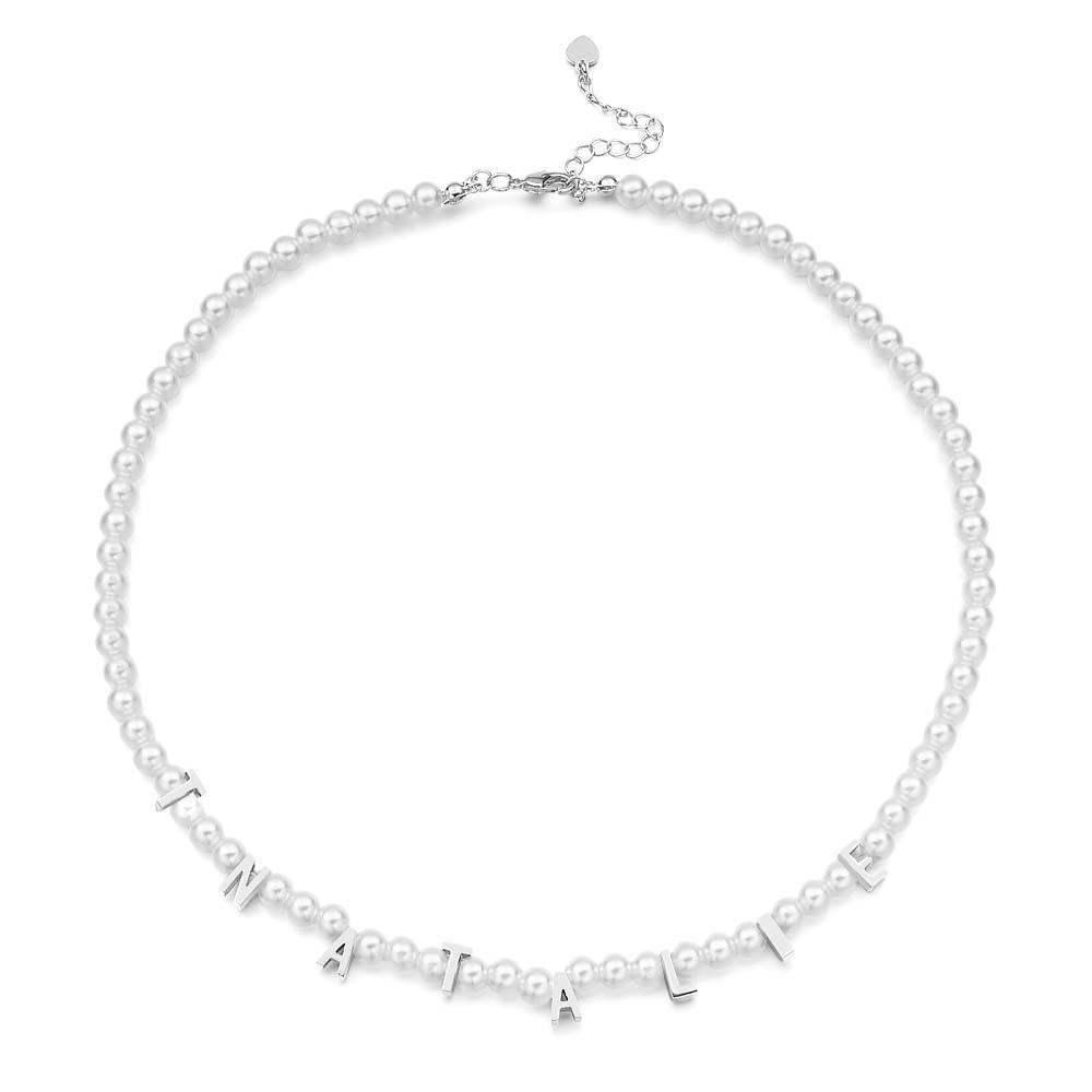Personalised Pearl Necklace Custom Name Necklace Gift For Her - soufeeluk