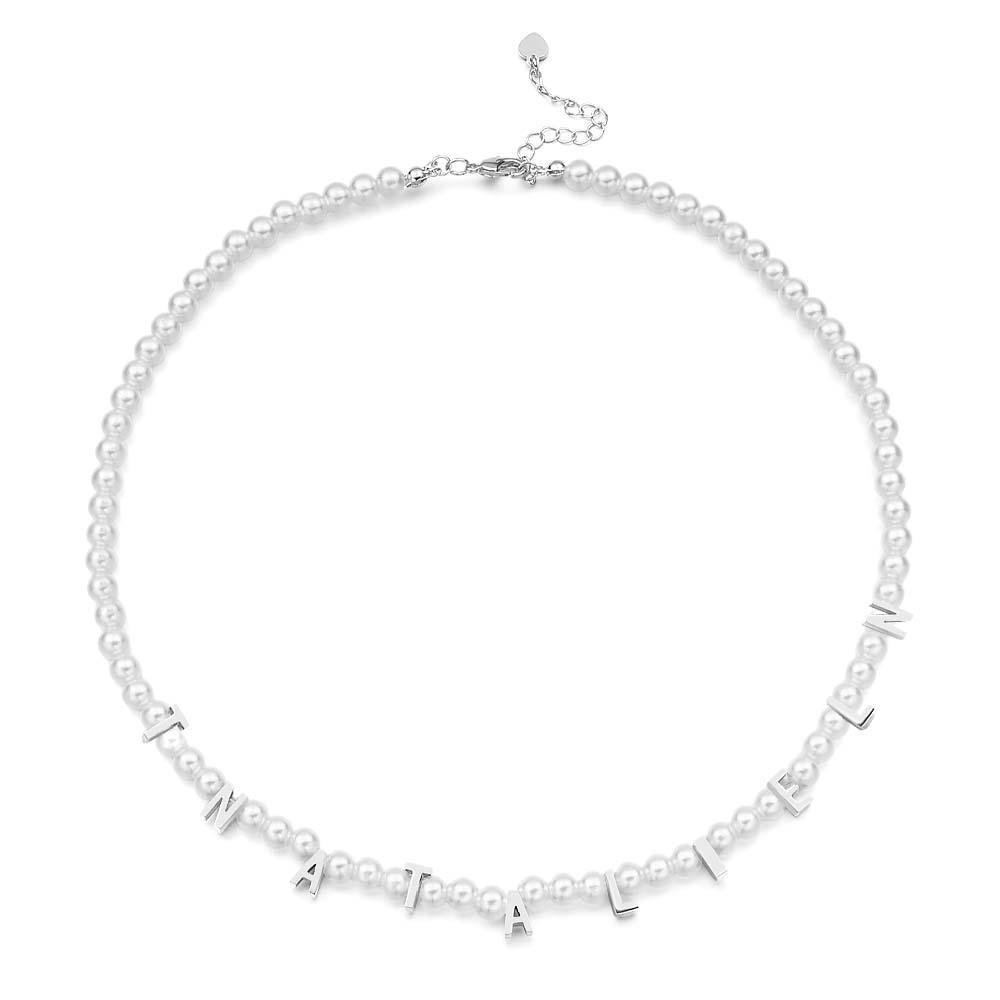 Personalised Pearl Necklace Custom Name Necklace Gift For Her - soufeeluk