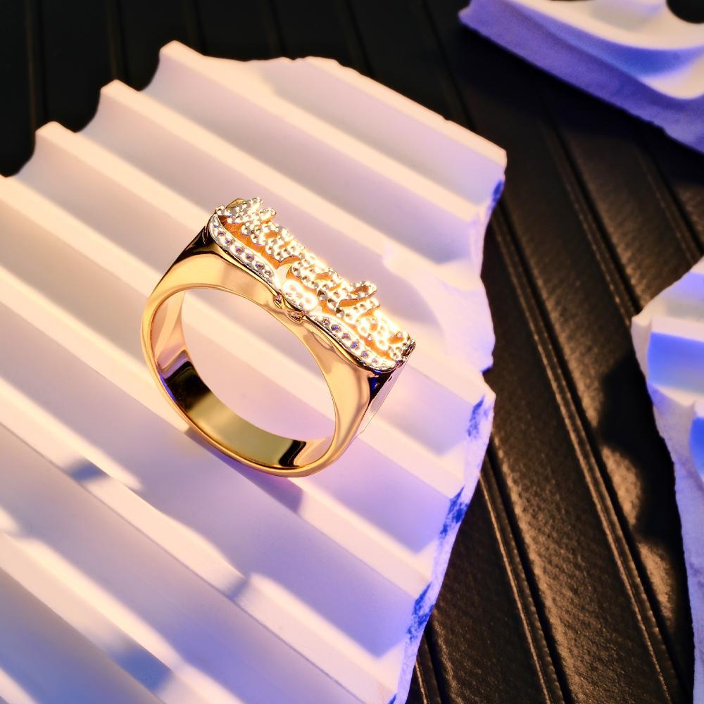 Custom Hip Hop Name Ring With Heart Decor Jewellery Gift for Men Women - soufeeluk