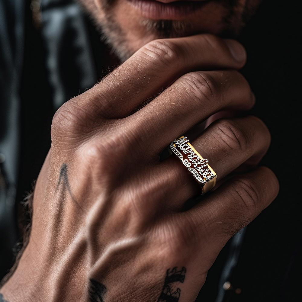 Custom Hip Hop Name Ring With Heart Decor Jewellery Gift for Men Women - soufeeluk