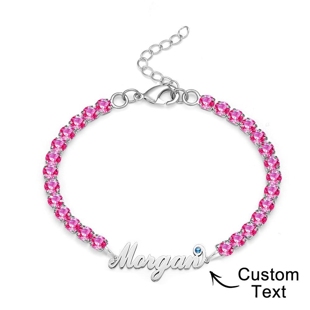 Custom Name Birthstone Tennis Bracelet Trendy All Diamonds Bracelet Gift For Her - soufeeluk