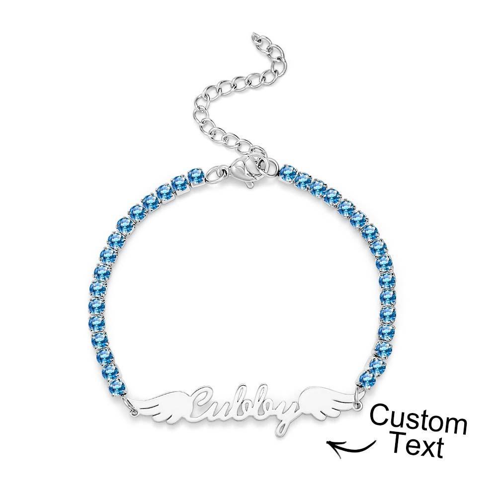 Custom Name Tennis Bracelet Elegant Angel Wings All Diamonds Bracelet Gift For Her - soufeeluk