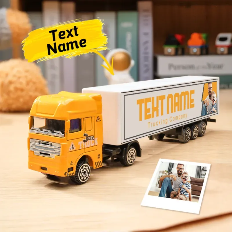 Personalized Kids Toy Truck, Customized Model Toy Truck Carrier Truck Car Construction Vehicles Toys With Your Child's Name, Father's Day Gift