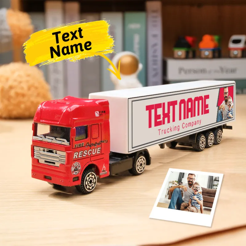 Personalized Kids Toy Truck, Customized Model Toy Truck Carrier Truck Car Construction Vehicles Toys With Your Child's Name, Father's Day Gift - soufeeluk