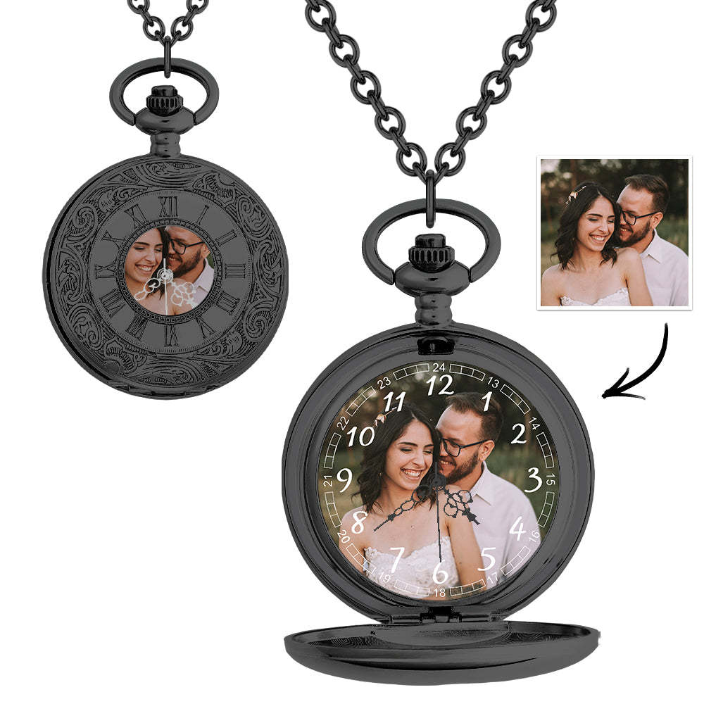 Custom Photo Pocket Watch Personalised Hollow Pattern Pocket Watchs Gift