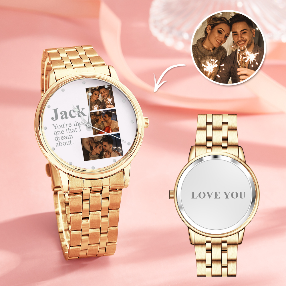 Personalised Engraved Photo Watch Alloy Bracelet Photo Watch To Boyfriend Valentine's Day Gifts - soufeeluk