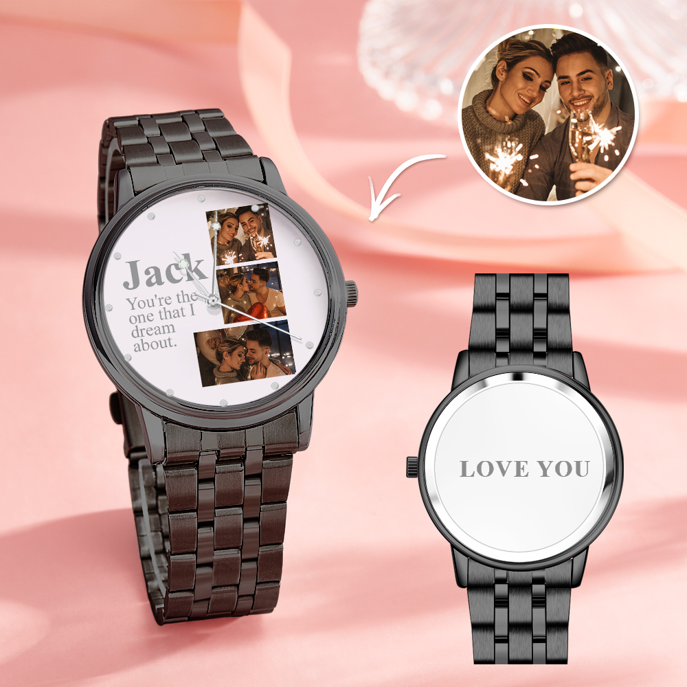 Personalised Engraved Photo Watch Alloy Bracelet Photo Watch To Boyfriend Valentine's Day Gifts - soufeeluk