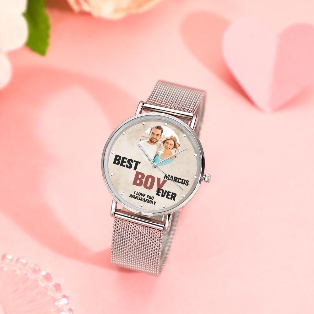 Custom Engraved Photo Watches With Alloy Strap Valentine's Day Gift For Him - soufeeluk