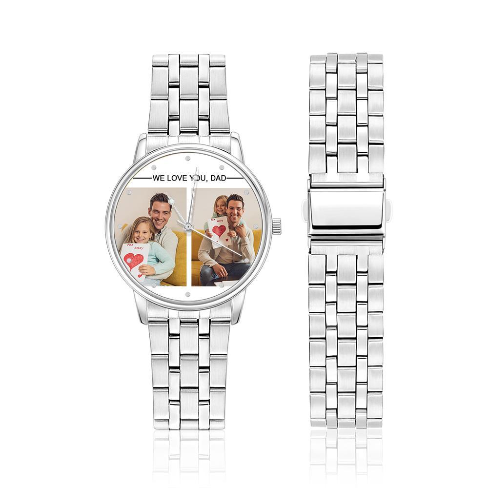 Custom Engraved Photo Watch Personalized Engraved Picture Watch Father's Day Gifts For Dad - soufeeluk