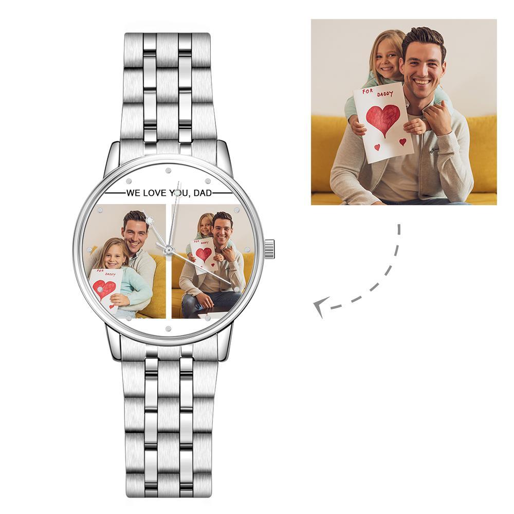 Custom Engraved Photo Watch Personalized Engraved Picture Watch Father's Day Gifts For Dad