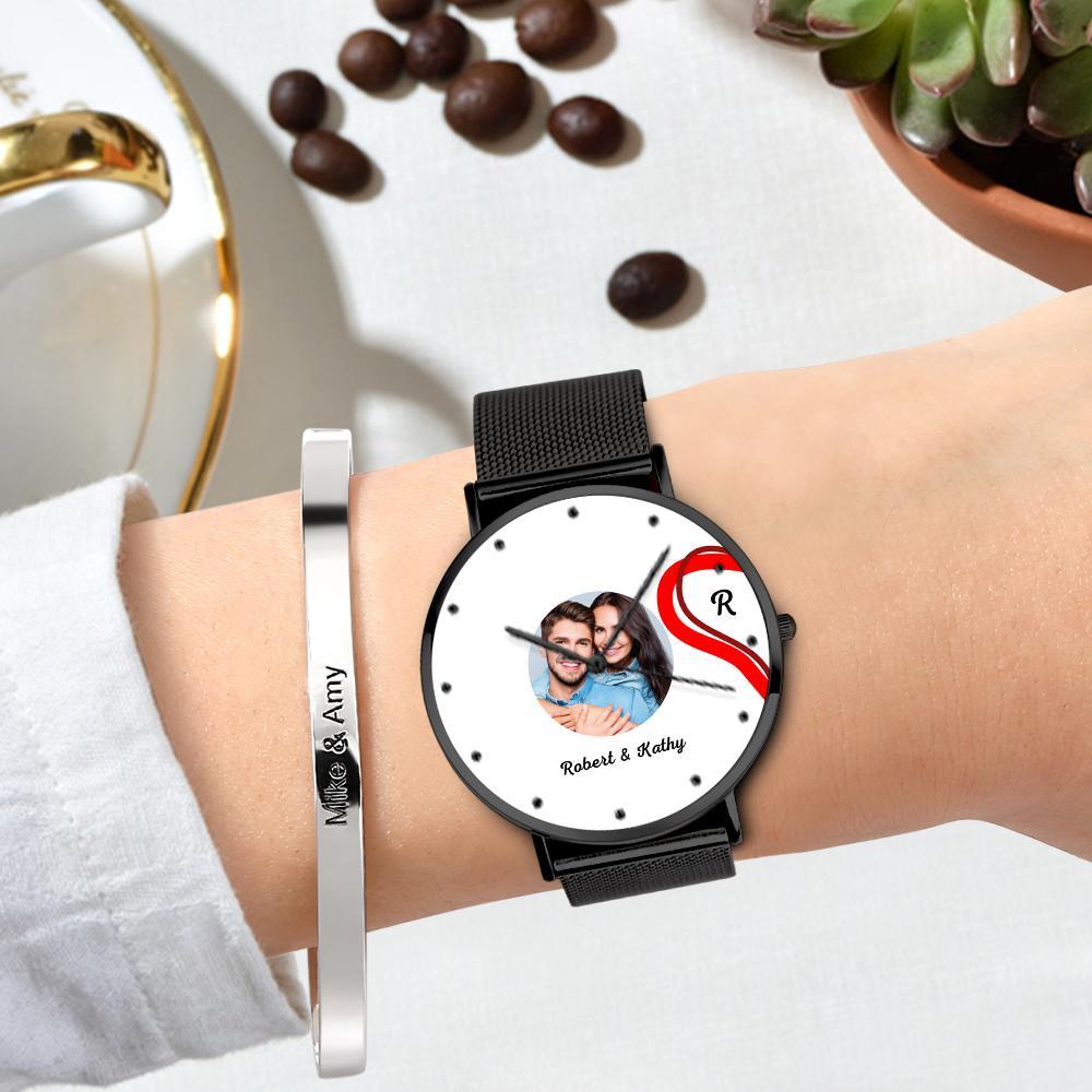 Splicing Red Heart Photo Watch Romantic Valentine's Day Gifts For Couples - soufeeluk