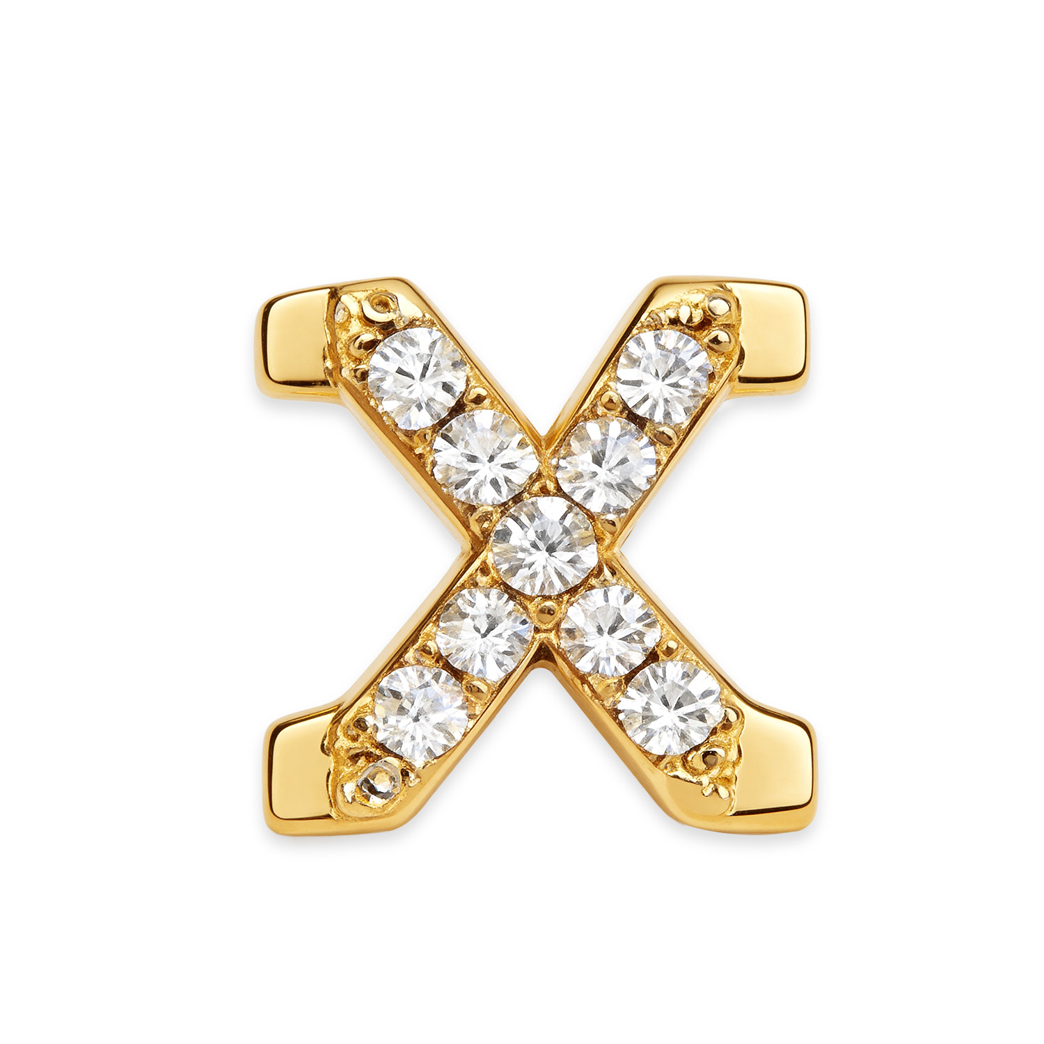 Letter With Diamond X Charm - Gold - soufeeluk