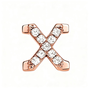 Letter With Diamond X Charm - Rose Gold