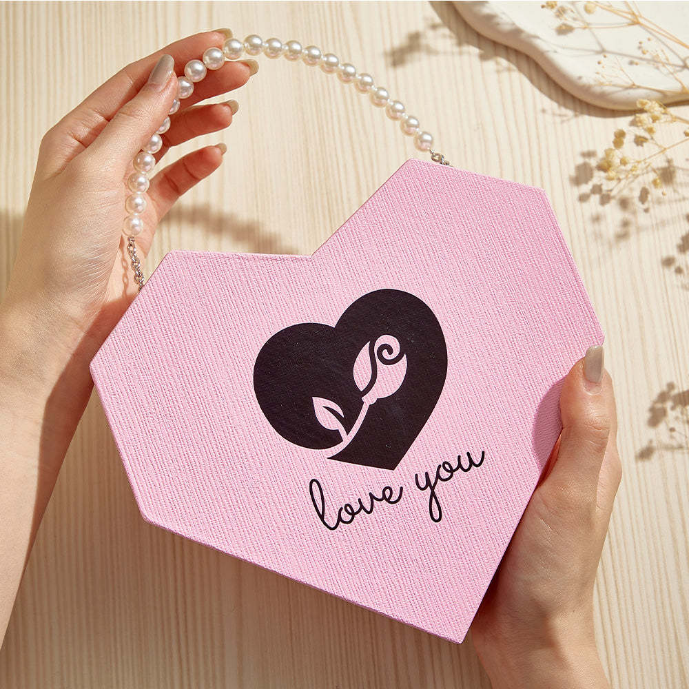 Romantic Heart Shaped Handheld Jewellery Gift Box Valentine's Day Gift - soufeeluk