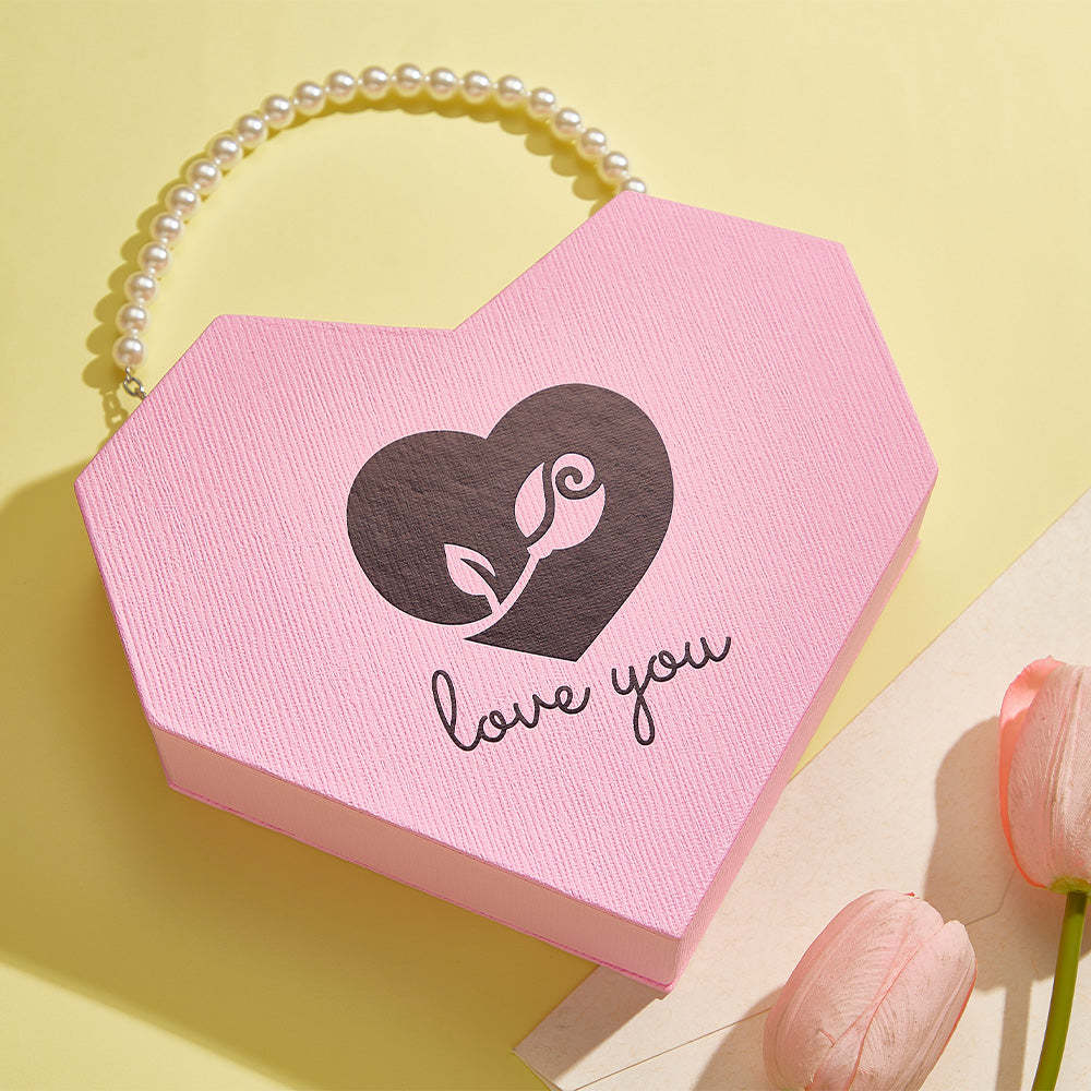 Romantic Heart Shaped Handheld Jewellery Gift Box Valentine's Day Gift - soufeeluk