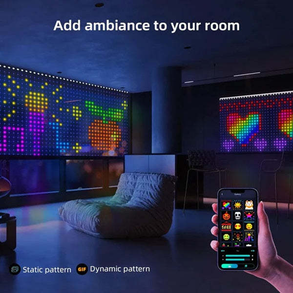 APP Controlled LED Curtain Lights RGB Multi-Color Smart Bluetooth Subtitle Curtain Lights - soufeeluk