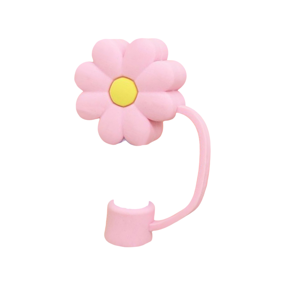 Pink Flowers Silicone Straw Protective Cover - soufeeluk