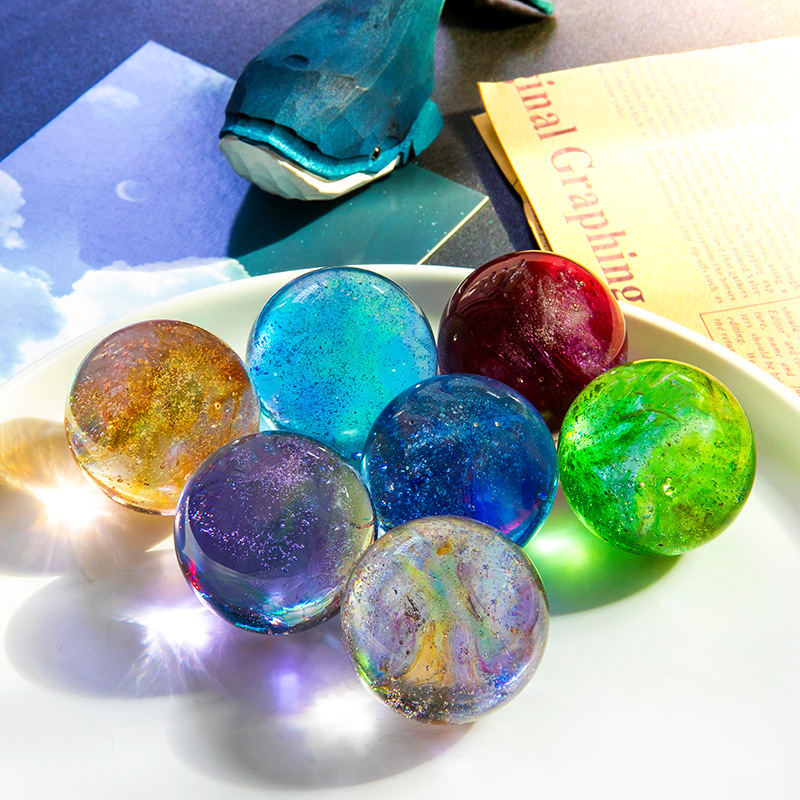 Galaxy Globes Bed Time Lamp Usb Connection Colorful Glass Beads Luminous Crystal Ball Starry Night Light