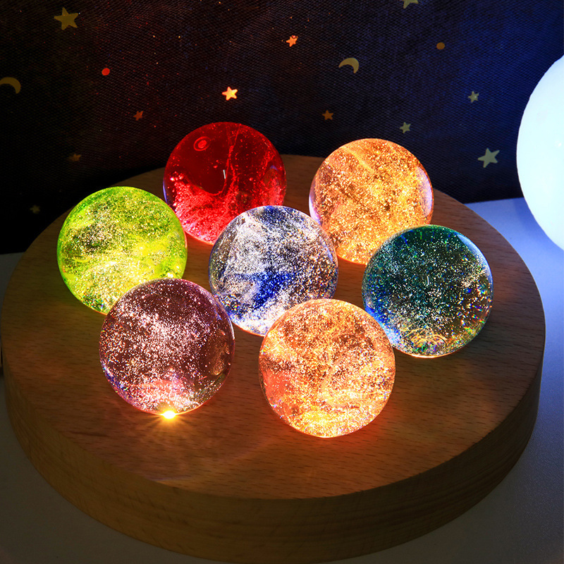 Galaxy Globes Bed Time Lamp Usb Connection Colorful Glass Beads Luminous Crystal Ball Starry Night Light
