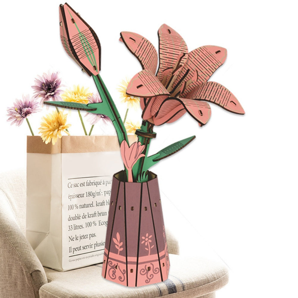 DIY Wooden Flower Puzzle 3D Puzzle Mother's Day Gift for Mum - soufeeluk
