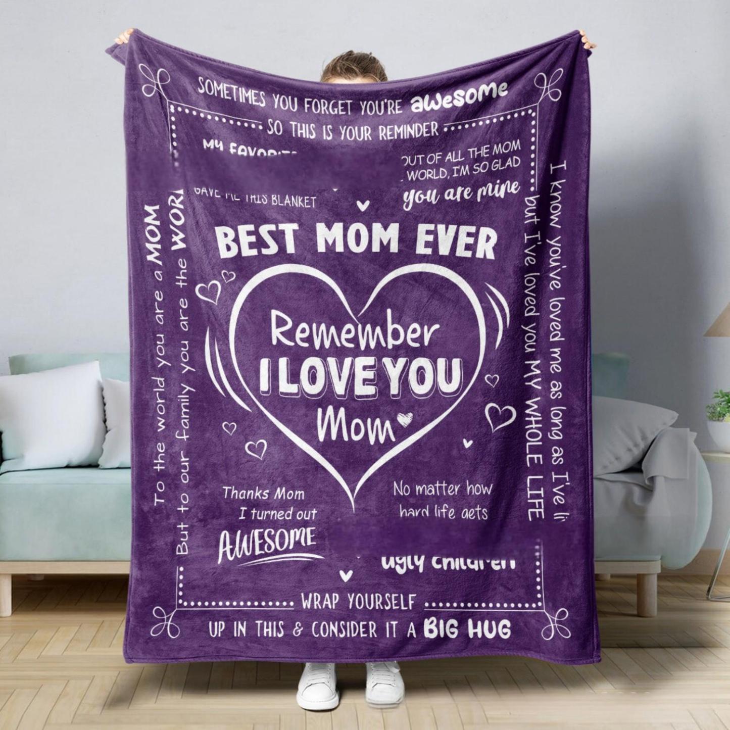 Best Mom Ever Soft Fleece Throw Blanket Mothers Day Birthday Gifts for Women Mama Present for Mother-in-Law Gift for Mom from Daughter Son - soufeeluk
