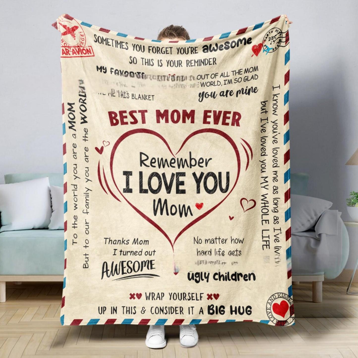 Best Mom Ever Soft Fleece Throw Blanket Mothers Day Birthday Gifts for Women Mama Present for Mother-in-Law Gift for Mom from Daughter Son