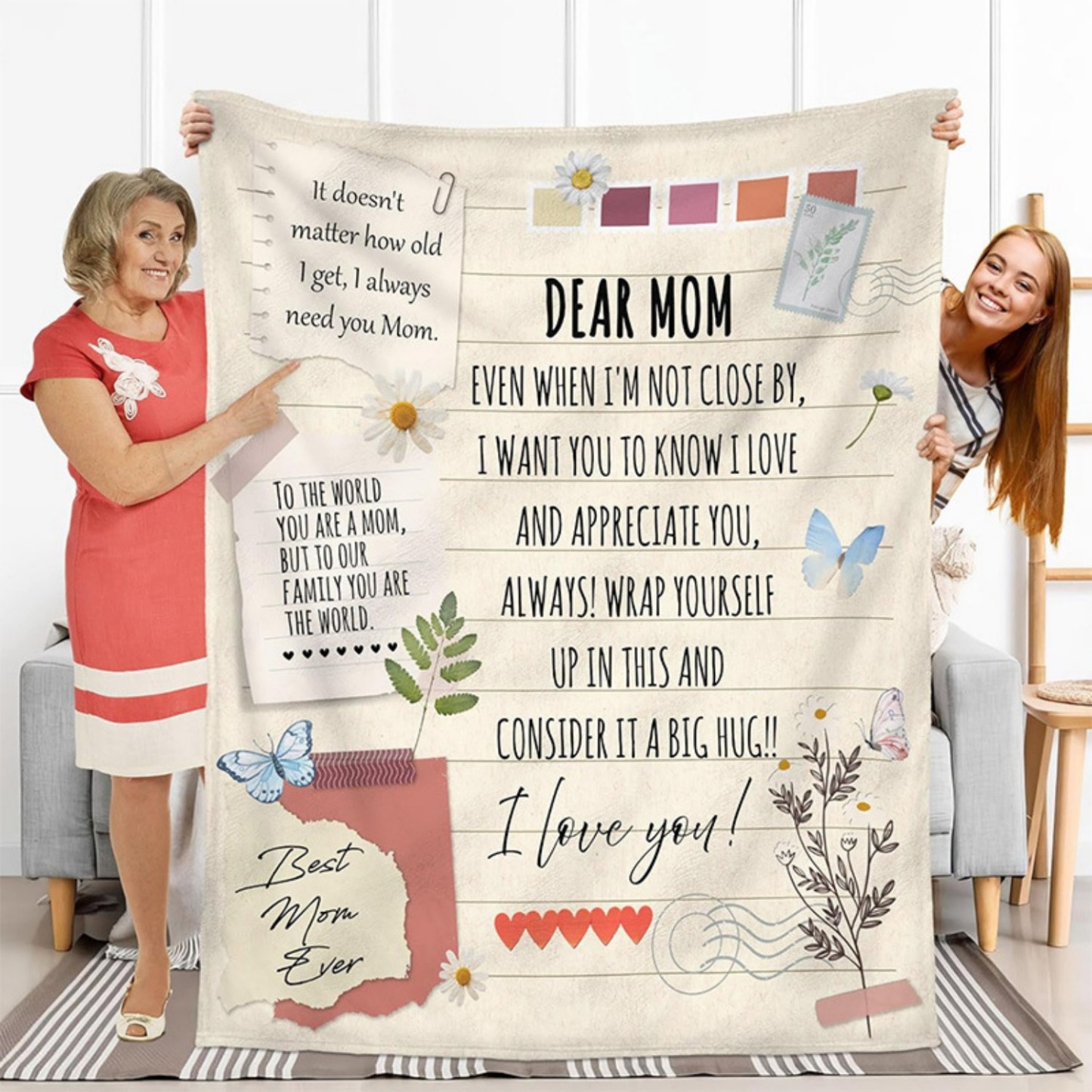 Best Mom Ever Soft Fleece Throw Blanket Mothers Day Birthday Gifts for Women Mama Present for Mother-in-Law Gift for Mom from Daughter Son - soufeeluk