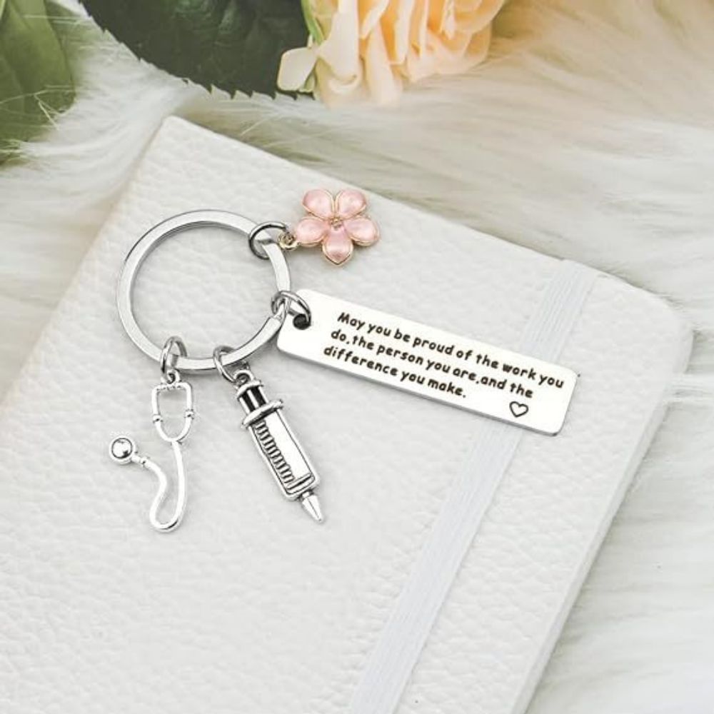 Nurse Keychain Stainless Steel Keychain Gifts For Women Nurses Week Gifts Nursing Graduation Gift Nurse Practitioner Gifts - soufeeluk