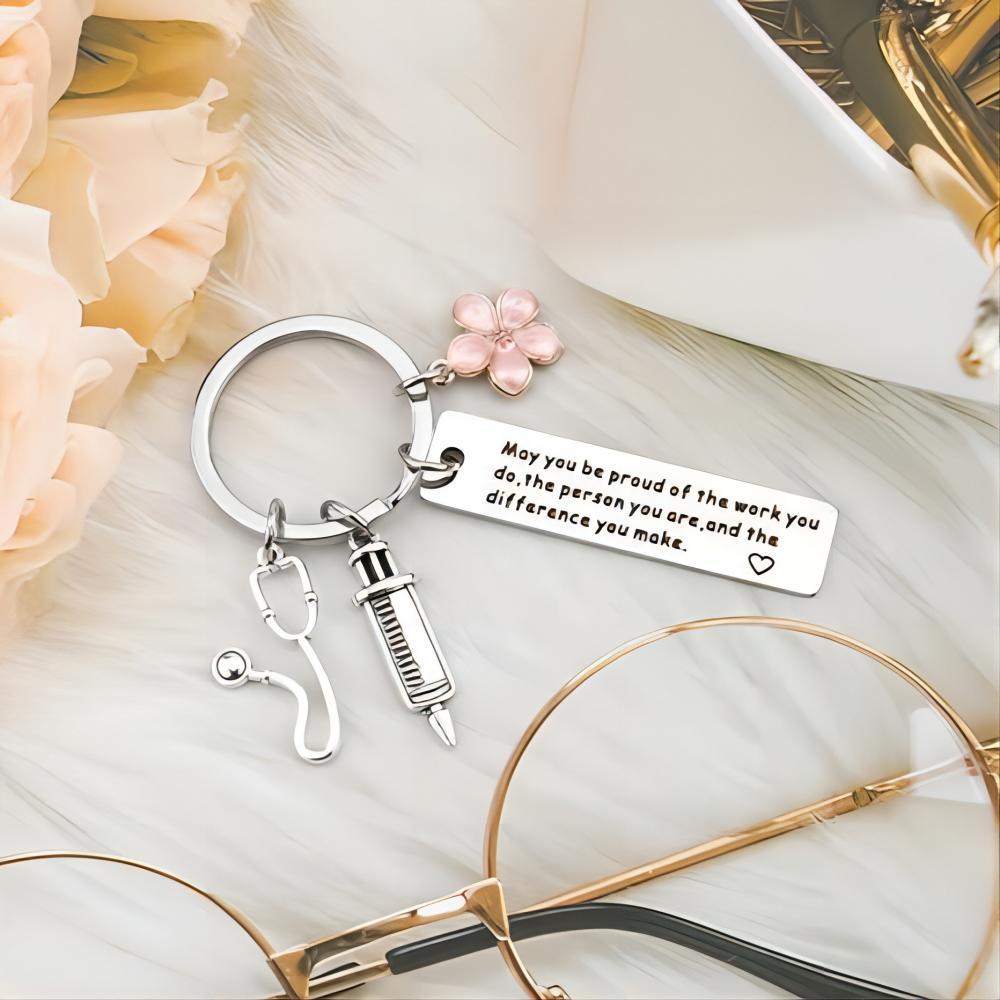 Nurse Keychain Stainless Steel Keychain Gifts For Women Nurses Week Gifts Nursing Graduation Gift Nurse Practitioner Gifts - soufeeluk