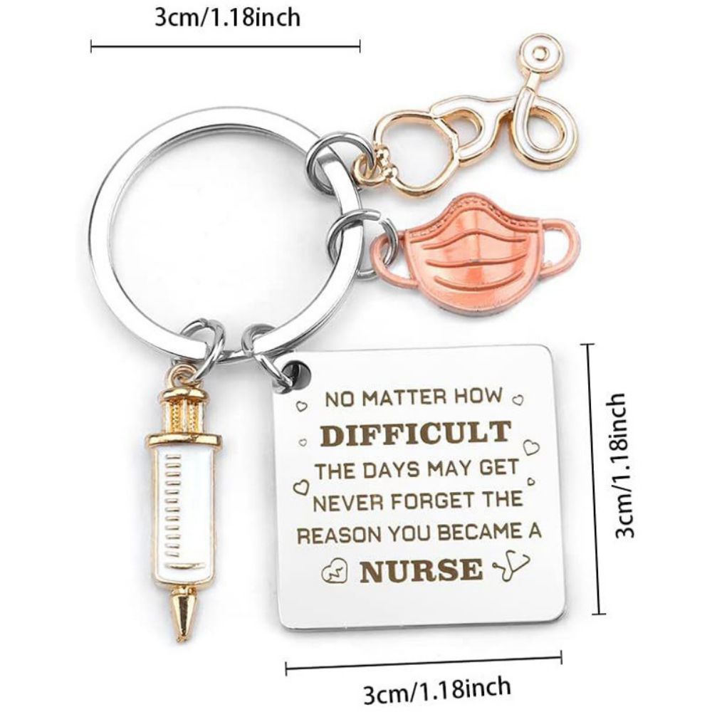 Nurse Keychain Stainless Steel Keychain Gifts For Women Nurses Week Gifts Nursing Graduation Gift Nurse Practitioner Gifts - soufeeluk