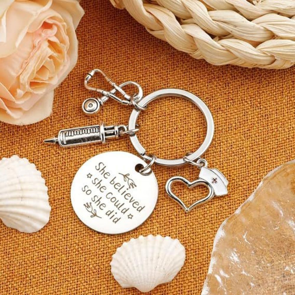 Nurse Keychain Stainless Steel Keychain Gifts For Women Nurses Week Gifts Nursing Graduation Gift Nurse Practitioner Gifts - soufeeluk