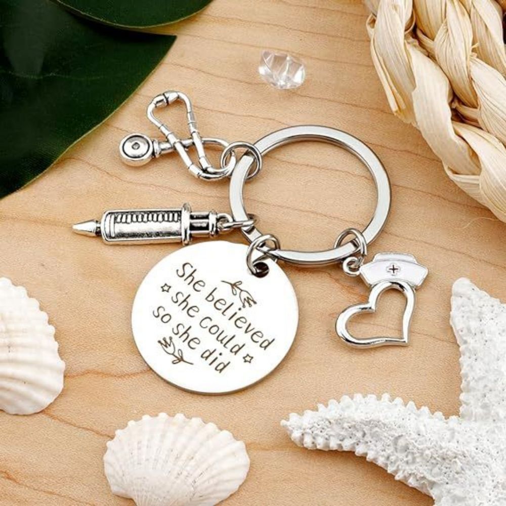 Nurse Keychain Stainless Steel Keychain Gifts For Women Nurses Week Gifts Nursing Graduation Gift Nurse Practitioner Gifts - soufeeluk