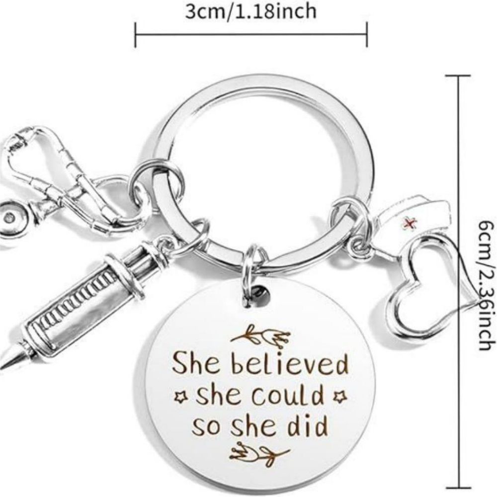 Nurse Keychain Stainless Steel Keychain Gifts For Women Nurses Week Gifts Nursing Graduation Gift Nurse Practitioner Gifts - soufeeluk