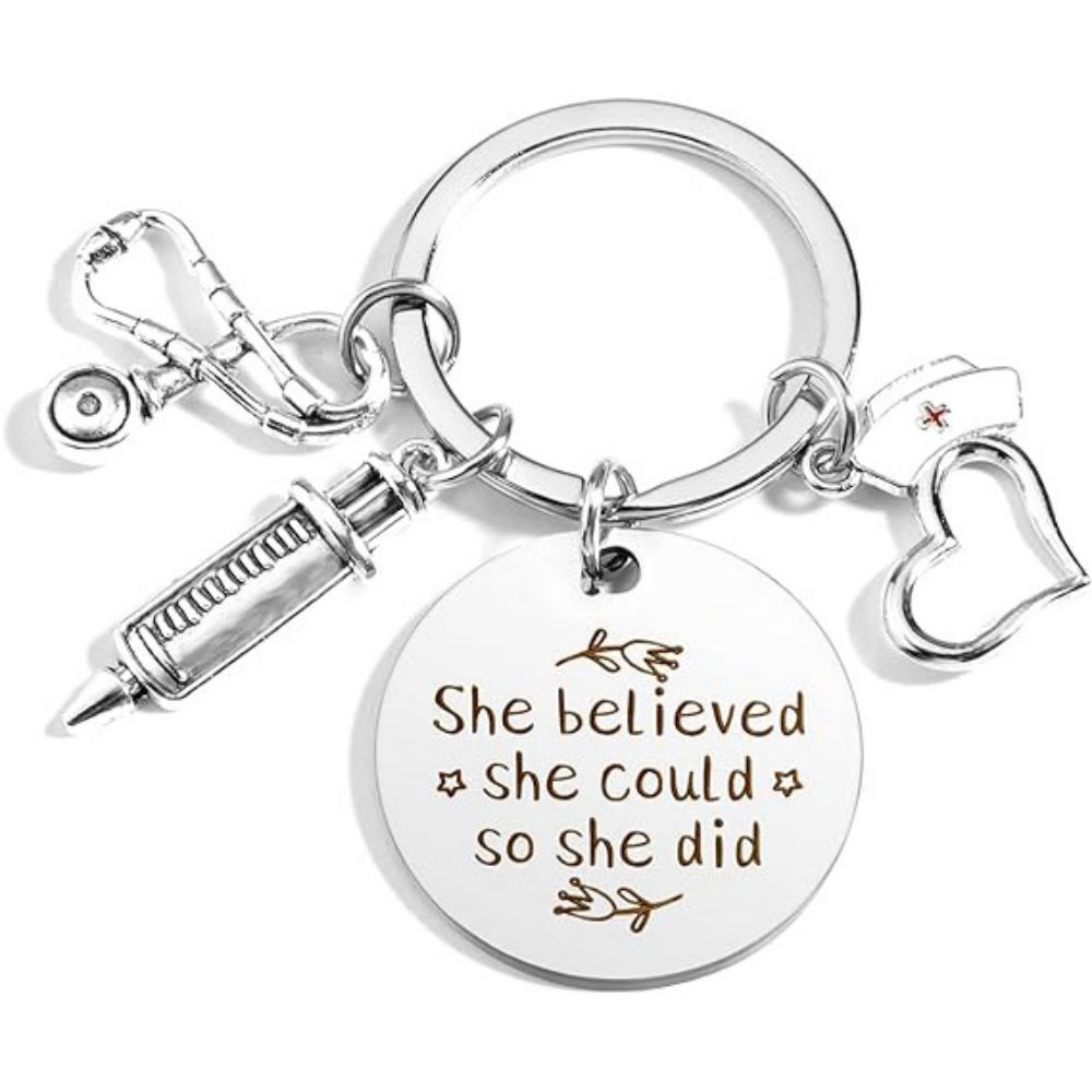 Nurse Keychain Stainless Steel Keychain Gifts For Women Nurses Week Gifts Nursing Graduation Gift Nurse Practitioner Gifts - soufeeluk