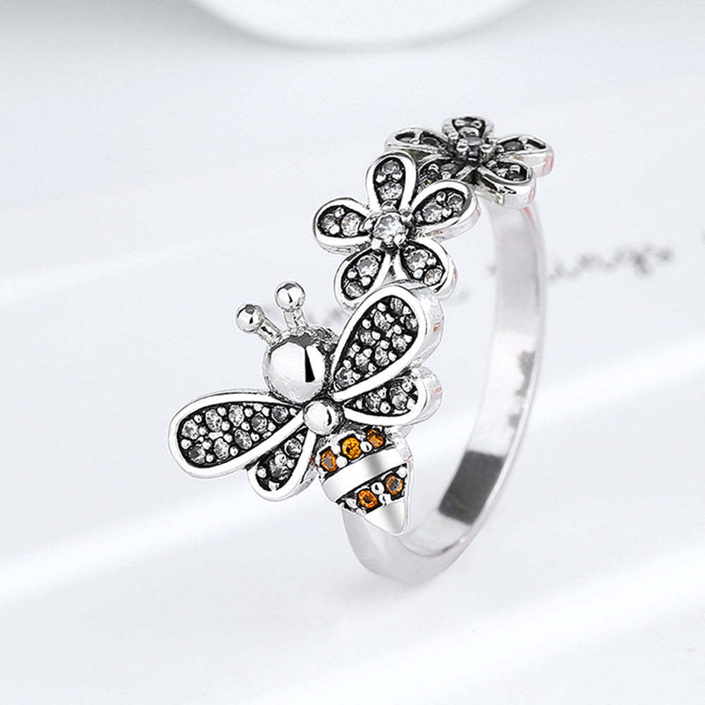 Bee Daisy Adjustable Fidget Ring for Anxiety Rotating Anxiety Ring Jewellery Gift for Her - soufeeluk
